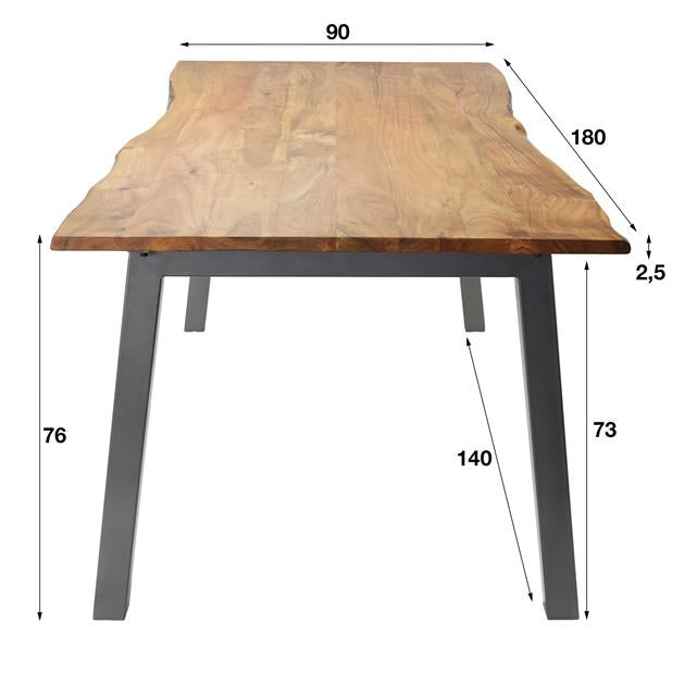 Esstisch Dinner 180cm x 90cm– Akazie Massiv Natur - Prime Möbel