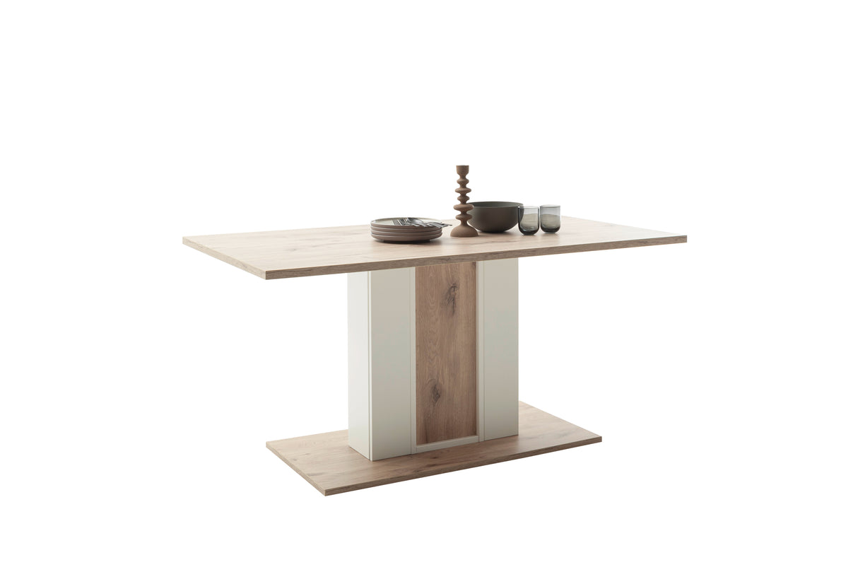 Santerno Esstisch 160x77x90cm Soft Weiss/Viking Oak Prime Möbel