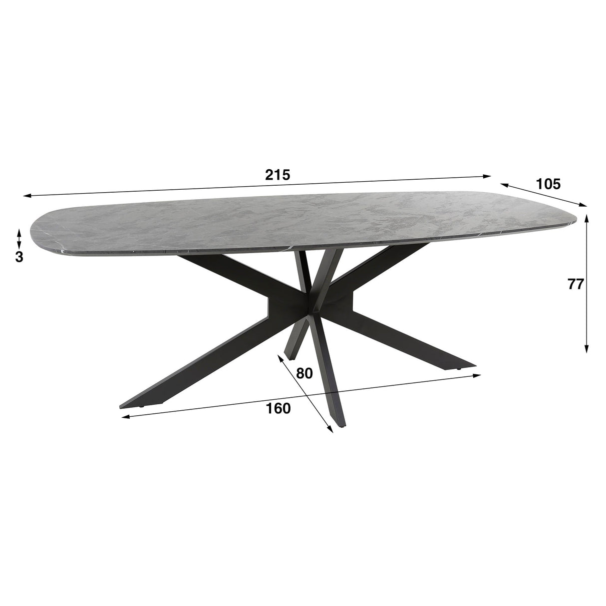 Esstisch Dänemark 215cmx100 cm Abgerundet Oval Prime Möbel