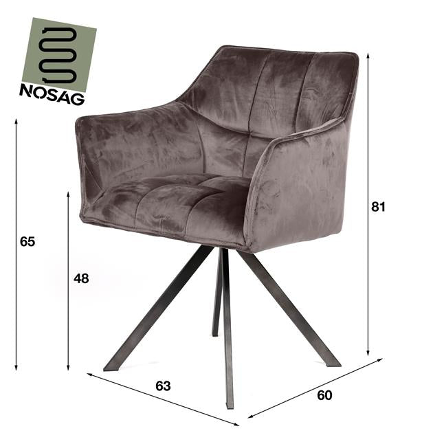 Armlehnenstuhl Luis – Drehbar Anthrazit Samt - Prime Möbel