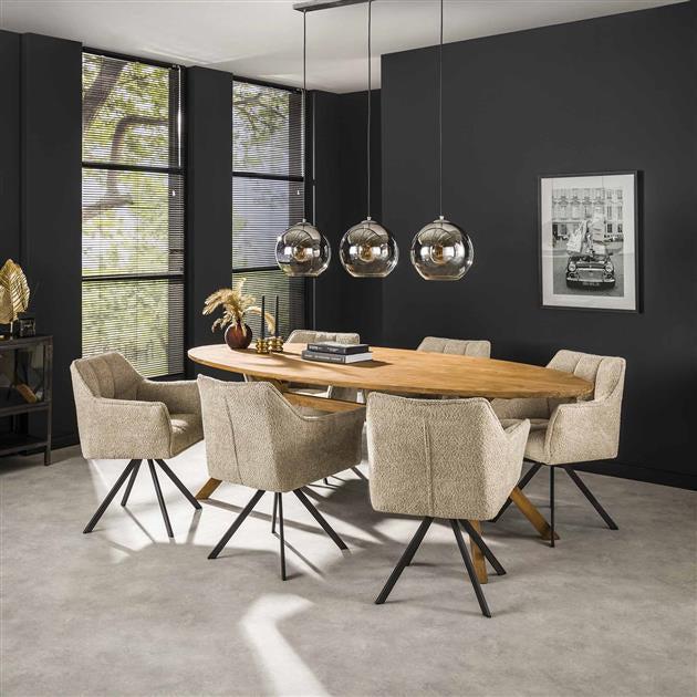 Armlehnenstuhl Luis – Drehbar mit Sand Samtbezug - Prime Möbel