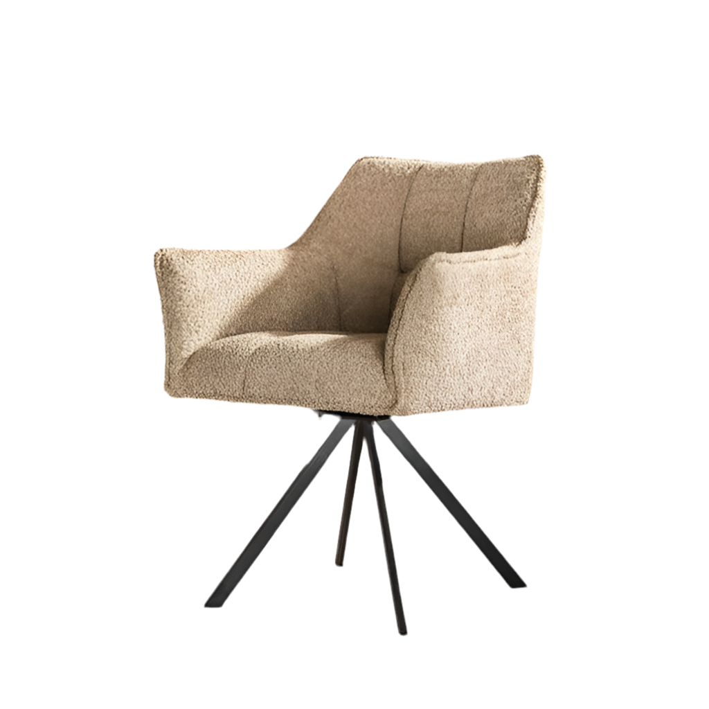 Armlehnenstuhl Luis – Drehbar mit Sand Samtbezug - Prime Möbel