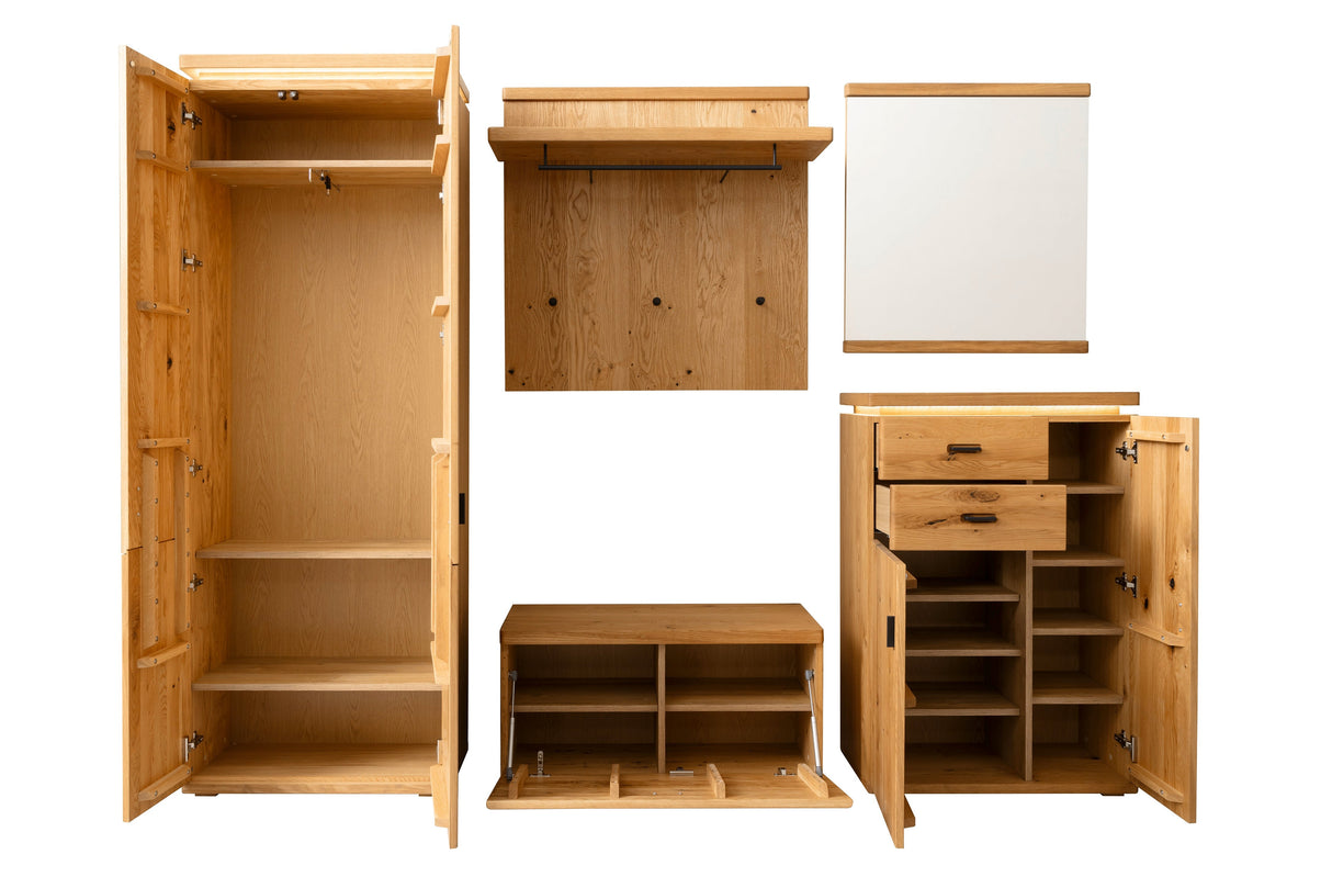 BARCELONA Prime Garderobenkombination 1 Eiche geölt Massiv - Prime Möbel