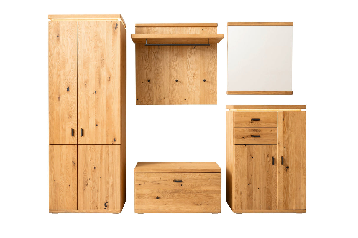BARCELONA Prime Garderobenkombination 1 Eiche geölt Massiv - Prime Möbel