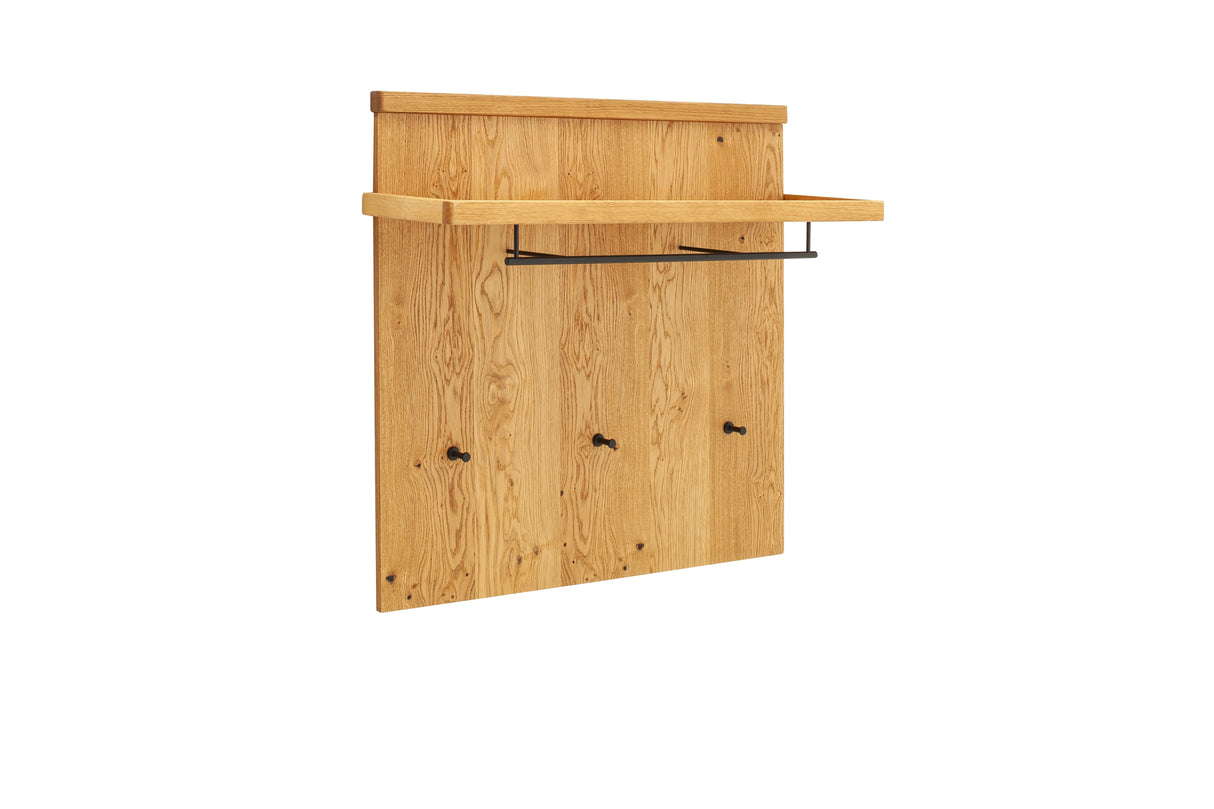 BARCELONA Garderobenpaneel mit Haken Eiche Massiv 104cm x 102cm Prime Möbel