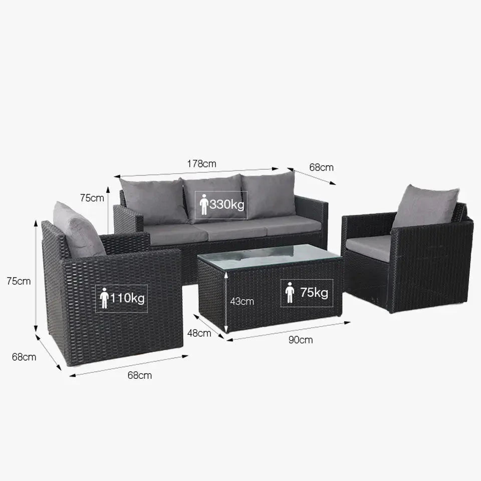Gartengarnitur SOFI 3-Sofa,2 Sesseln und 1xCouchtisch. - Prime Möbel