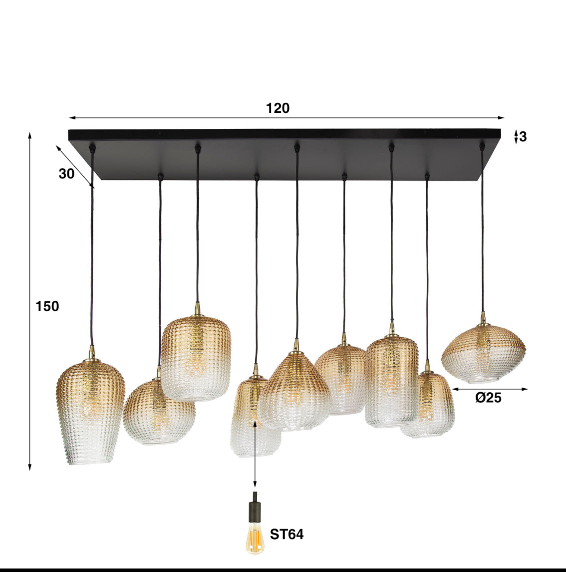 Amber Glow Hängelampe mit 9 Schirmen - Prime Möbel