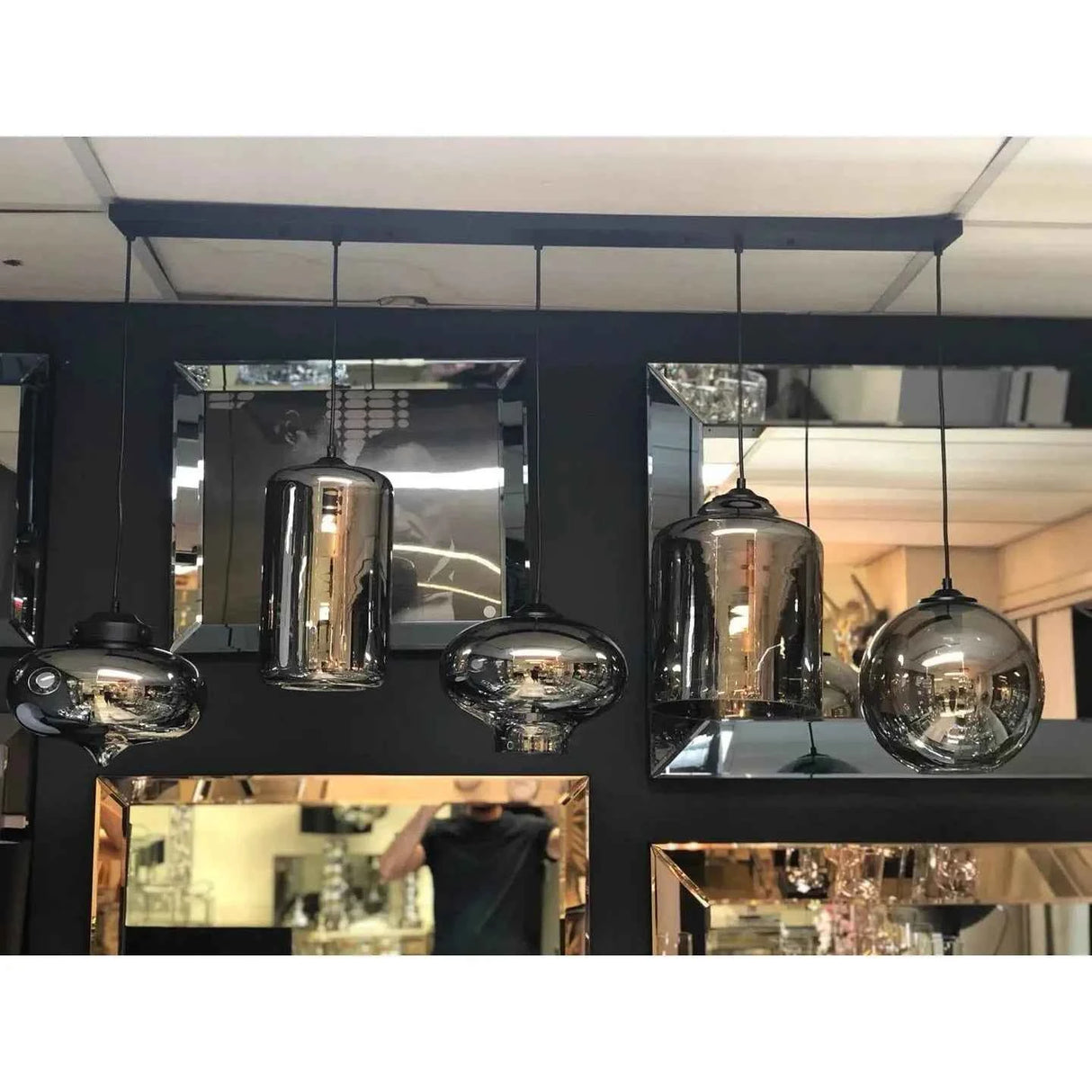 Ava Rauchglas-Hängelampe 5-Light Mix