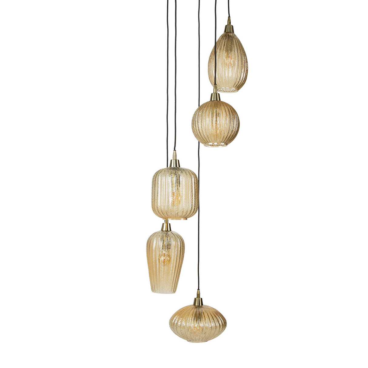 Hängelampe mit bernsteinfarbenen Glasschirmen – Stilvolles Design - Prime Möbel