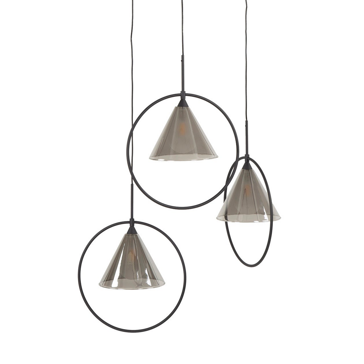 Hängelampe Olymp – Gestuftes Design mit Rauchglas-Schirmen Prime Möbel