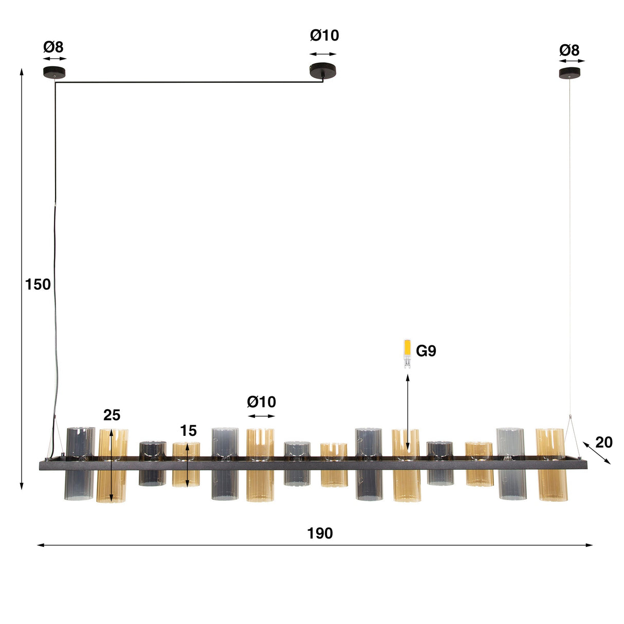 Hängelampe Zylinder-Mischglas - Prime Möbel