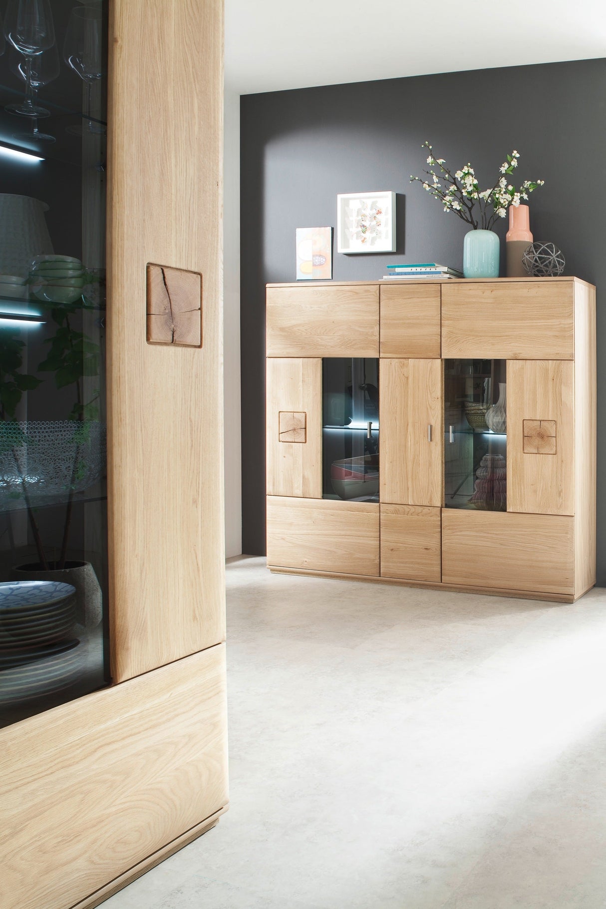 Highboard Bologna Eiche Bianco 150x141x38cm Prime Möbel