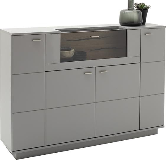 Sevilla Highboard Kommode LED 160 x 113 x 38cm arktisgrau Prime Möbel