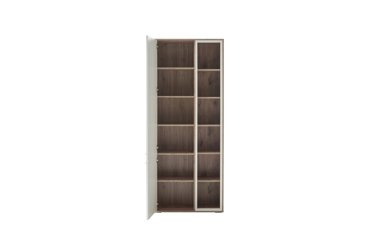 Santerno Kombi-Vitrine LED Weiss/Viking Oak 78x197cm Prime Möbel