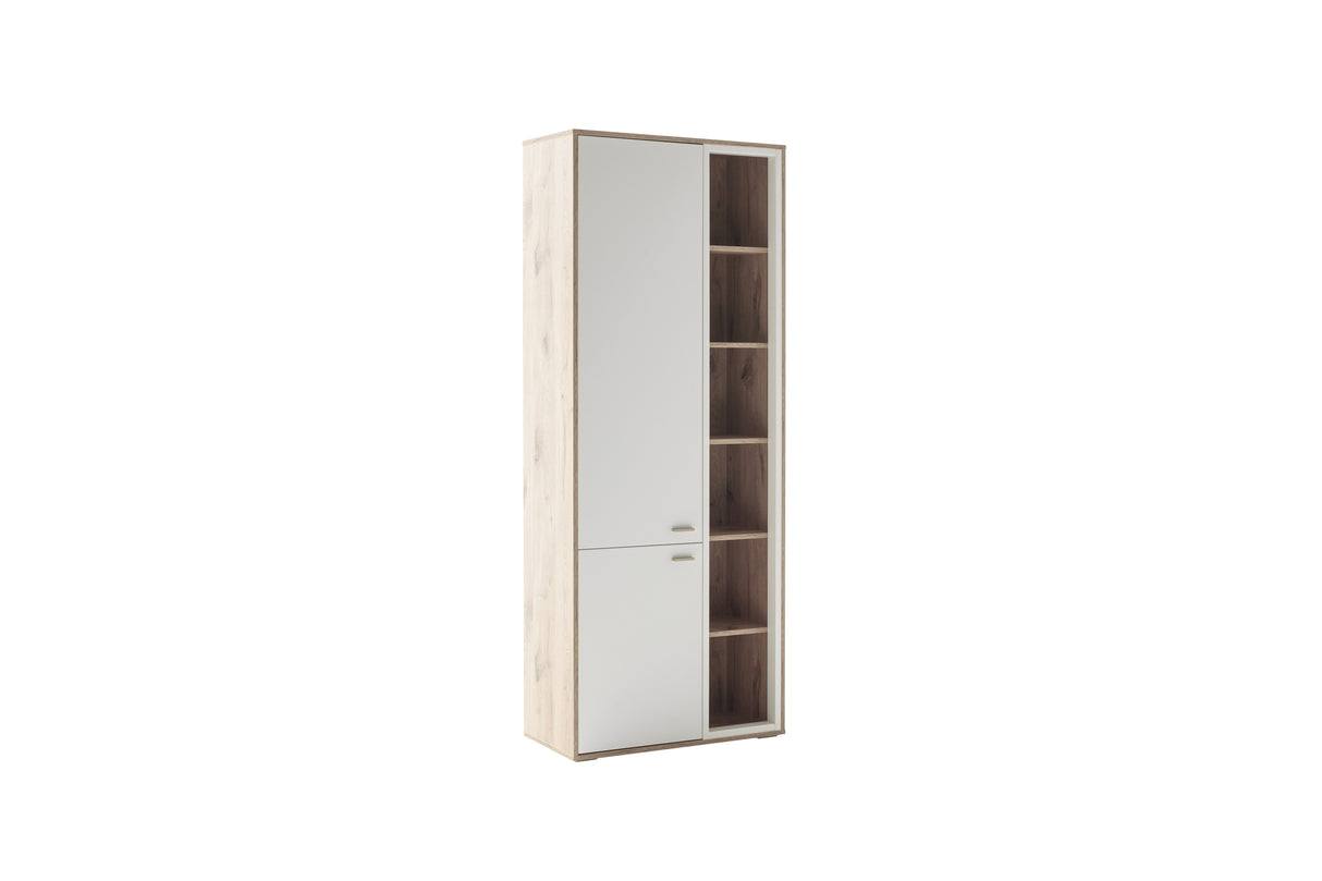 Santerno Kombi-Vitrine LED Weiss/Viking Oak 78x197cm Prime Möbel