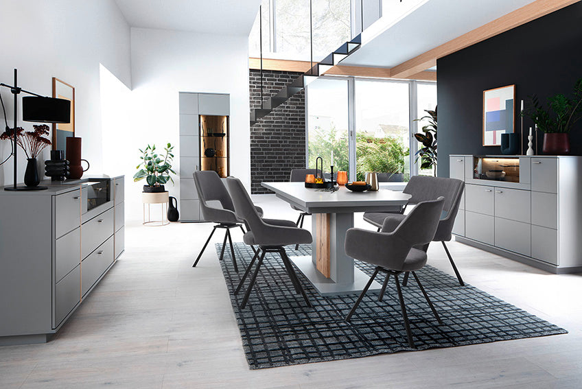 Sevilla Kombi-Vitrine LED 80 x 207 x 38 cm arktisgrau Prime Möbel