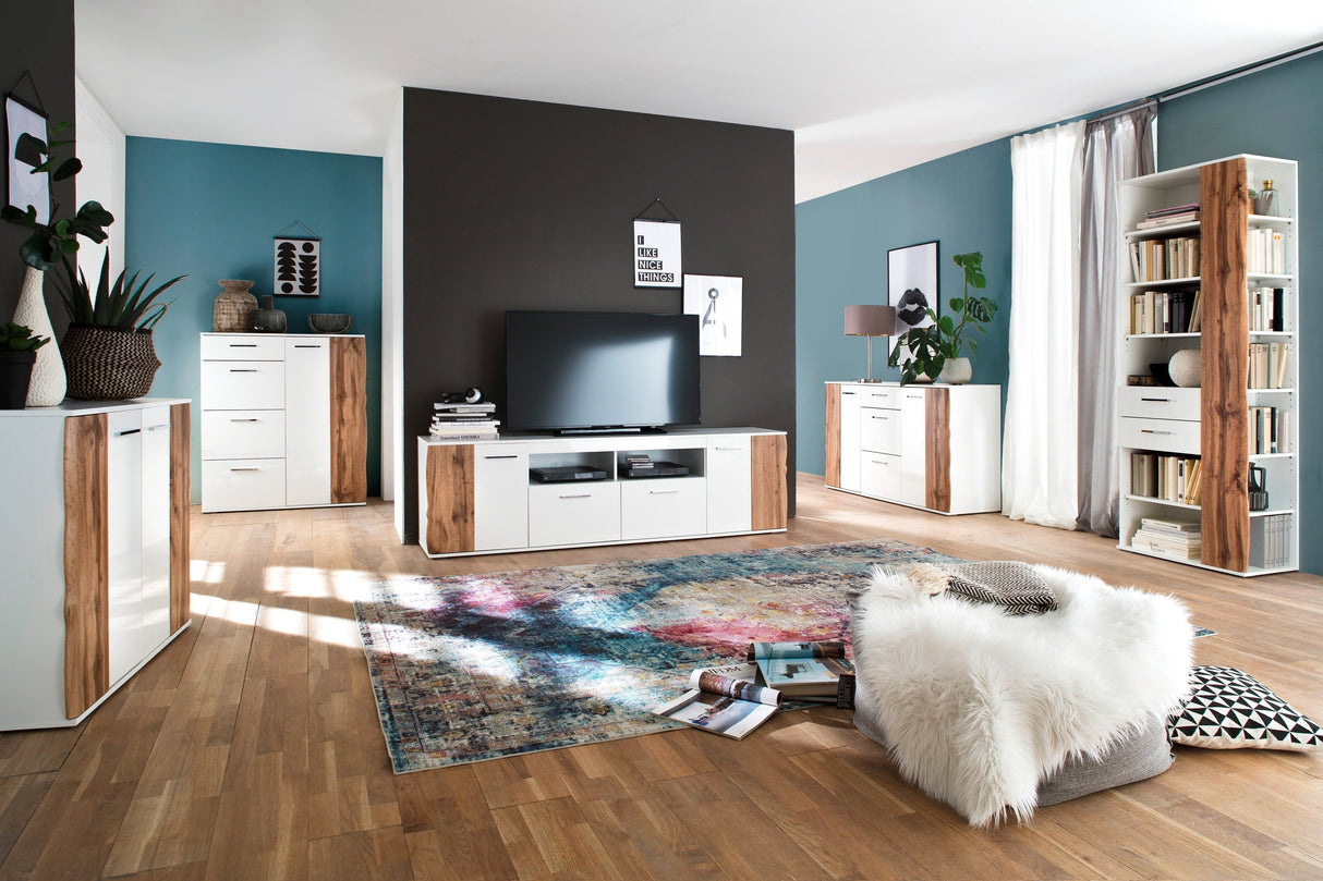 GRANADA Regal Weiss/Wotan Eiche 205x97cm Prime Möbel