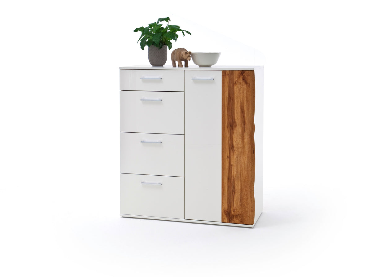 GRANADA Kommode Weiss/Wotan Eiche 131x84cm Prime Möbel