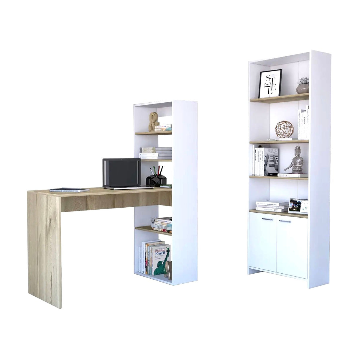 Set PRIME Z Office, Schreibtischregal 120+Bücherregal - Prime Möbel