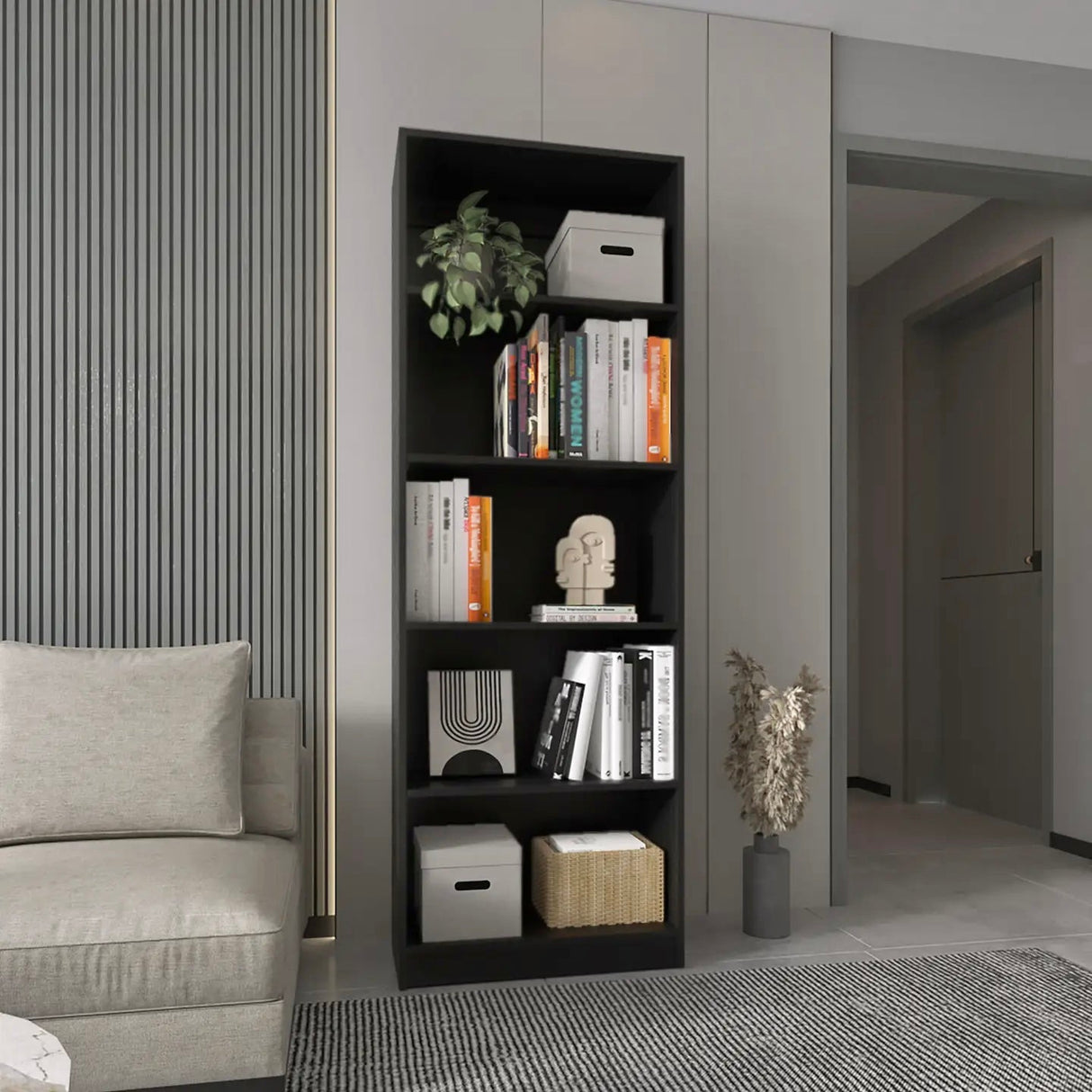 4R Home Regal aus Melamin, 5-fach schwarz - Prime Möbel