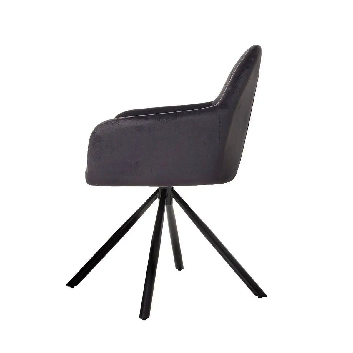 Claire 360º-Drehstuhl, schwarzer Samtbezug, schwarze Metallbeine. - Prime Möbel