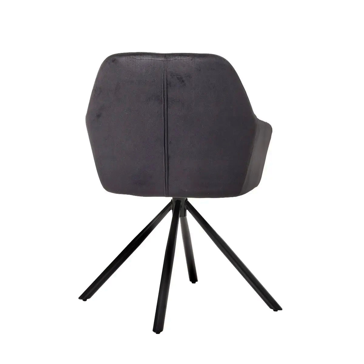 Claire 360º-Drehstuhl, schwarzer Samtbezug, schwarze Metallbeine. - Prime Möbel