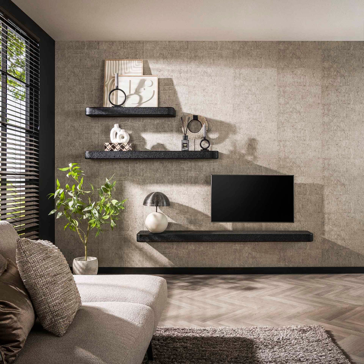 Metallic TV-Wandregal 200cm - Prime Möbel