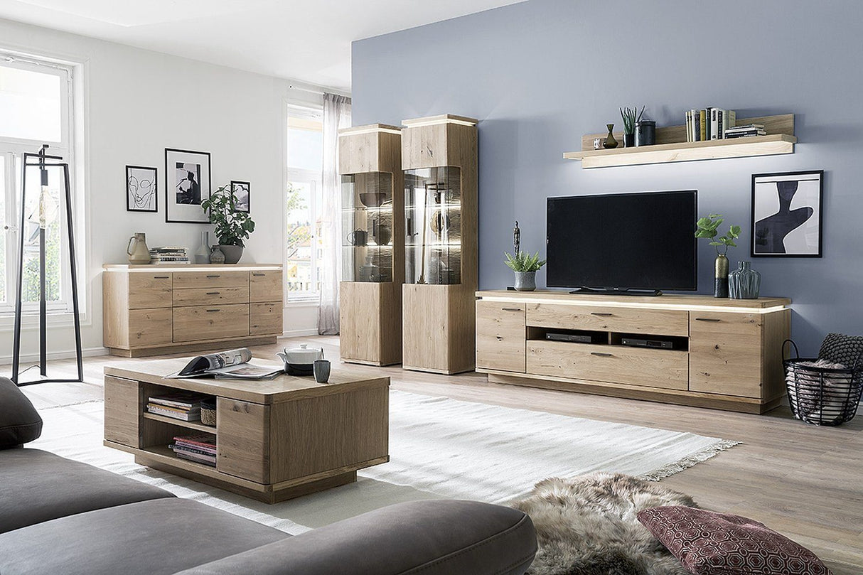 BARCELONA Sideboard Eiche Massiv 50 x 204 x 37cm Prime Möbel