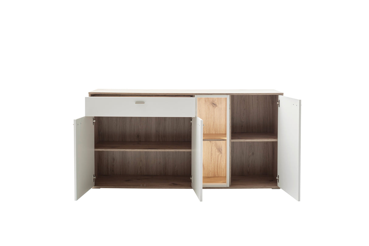 Santerno Sidebaord Weiss/ Viking Oak 168 cm x 85 cm Prime Möbel