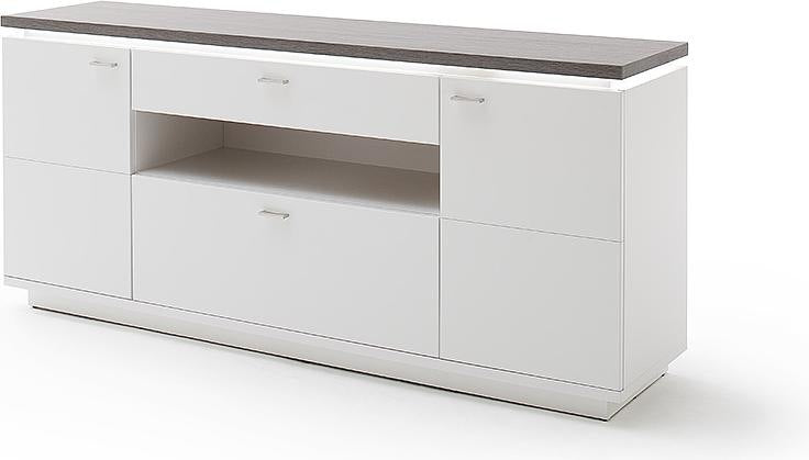 Sideboard Merbena Amberg Eiche/weiss matt 180x81 x44cm Prime Möbel