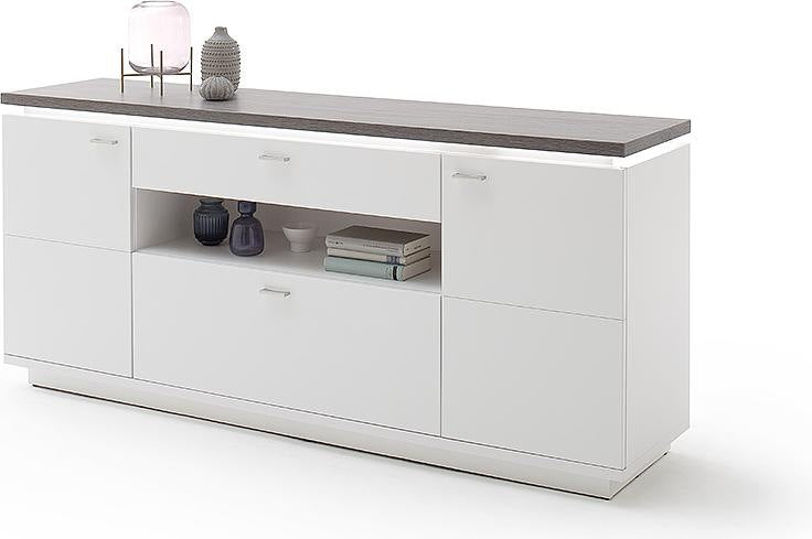 Sideboard Merbena Amberg Eiche/weiss matt 180x81 x44cm Prime Möbel