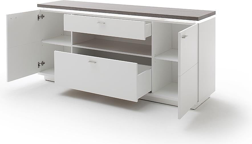 Sideboard Merbena Amberg Eiche/weiss matt 180x81 x44cm Prime Möbel
