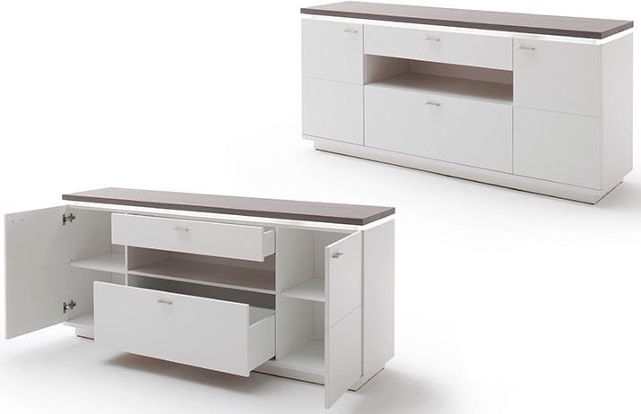 Sideboard Merbena Amberg Eiche/weiss matt 180x81 x44cm Prime Möbel