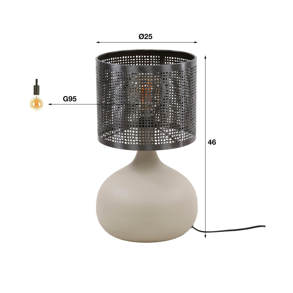 Tischlampe in natürlichem Grau stilvoll und modern - Prime Möbel