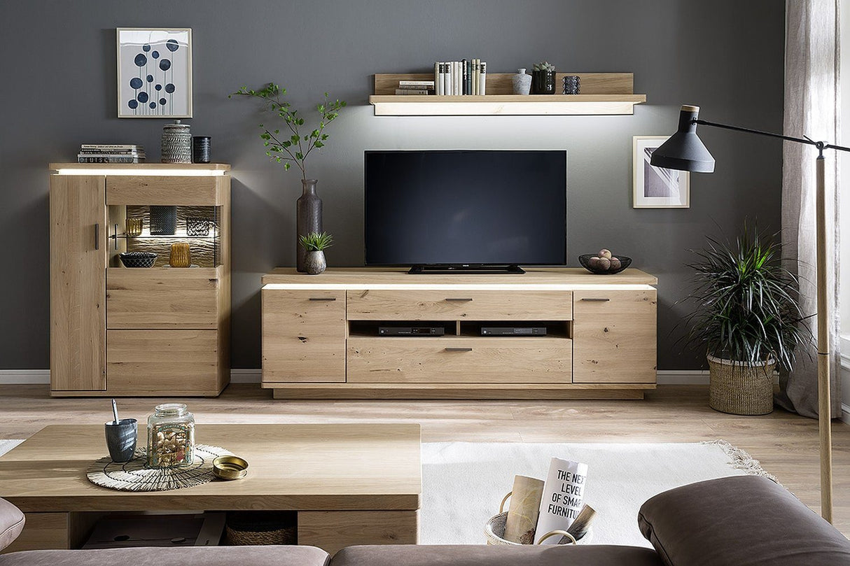 BARCELONA TV-Element Eiche Massiv 210 x 68 x 50 cm Prime Möbel