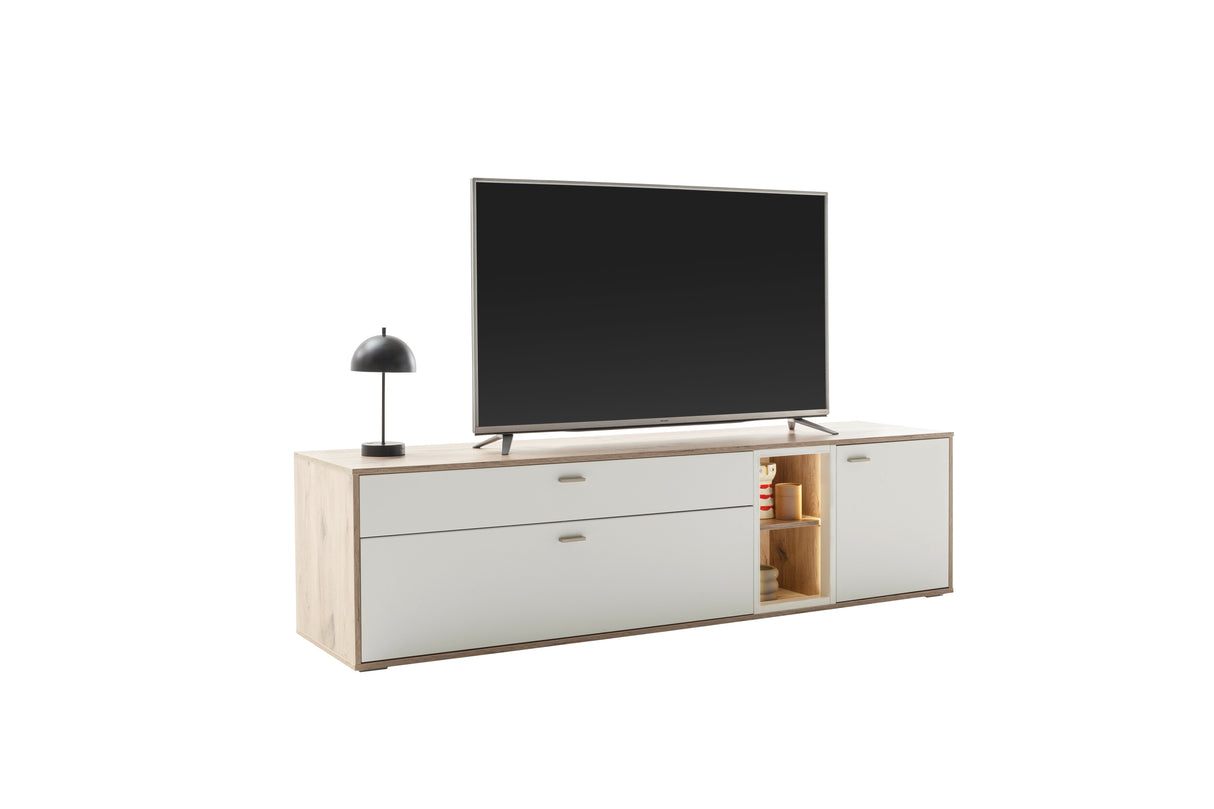Santerno TV- Element Weiss/Viking Oak 199 cm x 50 cm Prime Möbel