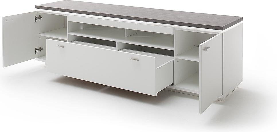 TV-Möbel Merbena Amberg Eiche/weiss matt 210x65x50cm Prime Möbel
