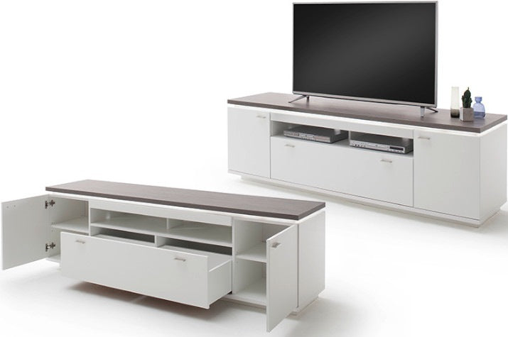 TV-Möbel Merbena Amberg Eiche/weiss matt 210x65x50cm Prime Möbel