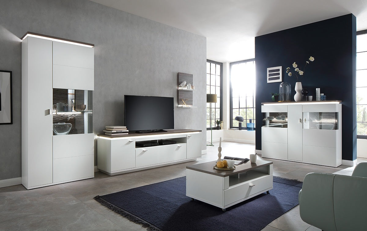 TV-Möbel Merbena Amberg Eiche/weiss matt 210x65x50cm Prime Möbel