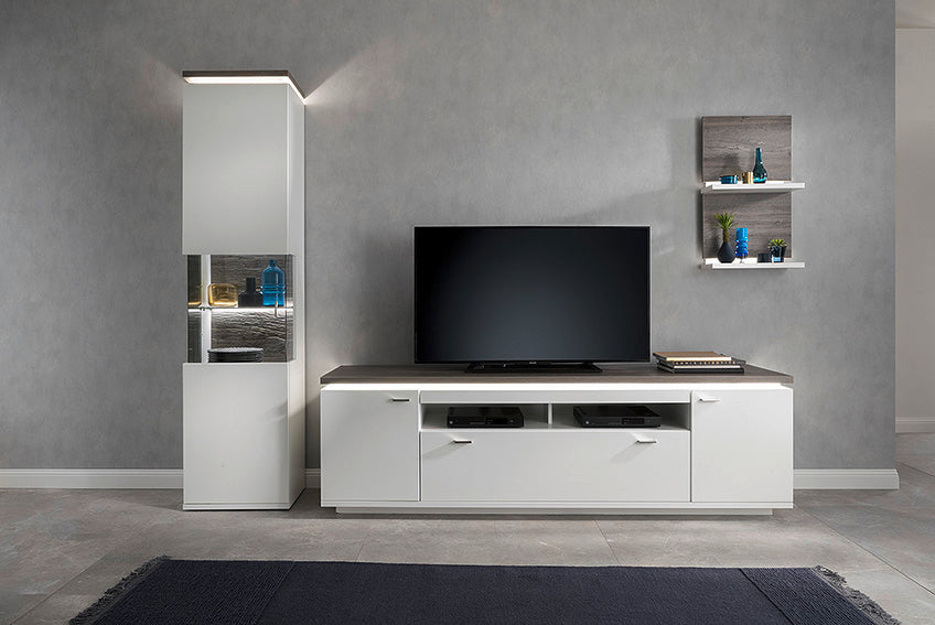 TV-Möbel Merbena Amberg Eiche/weiss matt 210x65x50cm Prime Möbel