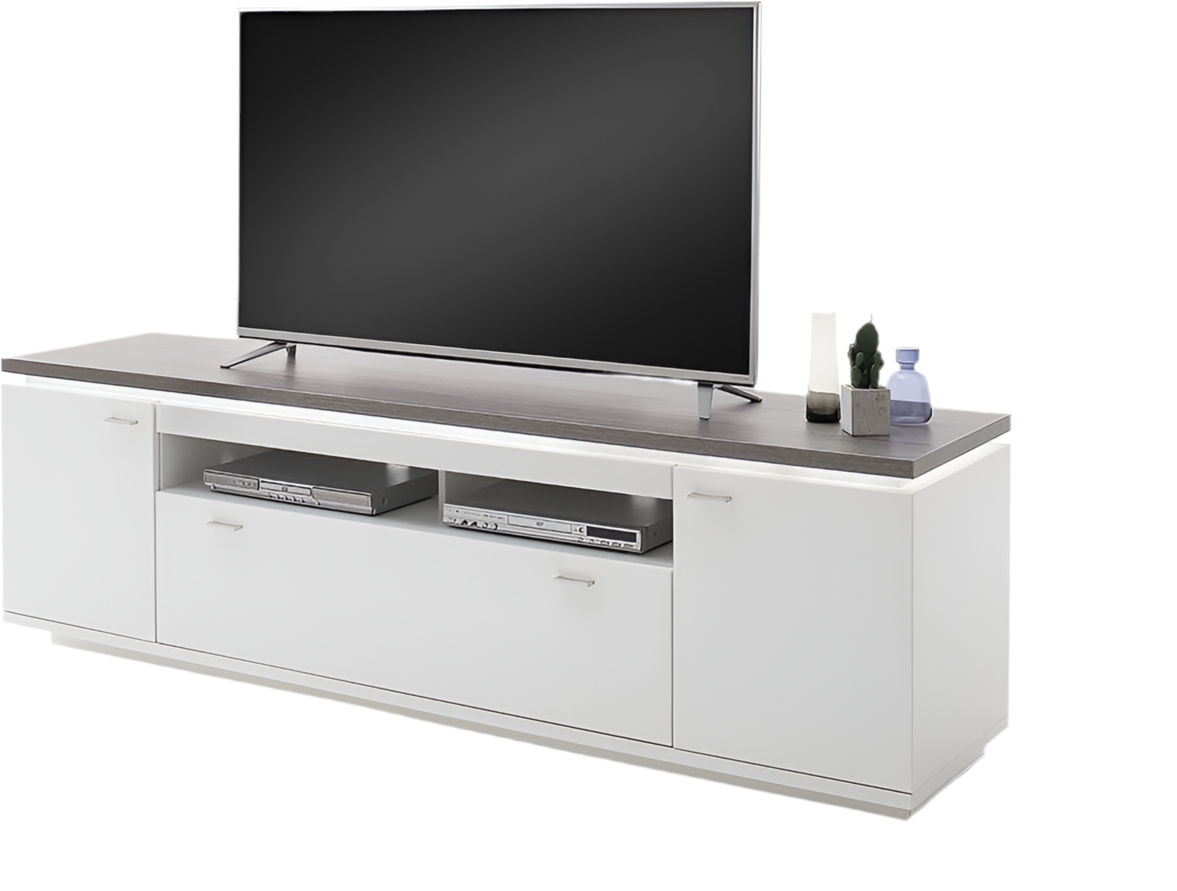 TV-Möbel Merbena Amberg Eiche/weiss matt 210x65x50cm Prime Möbel