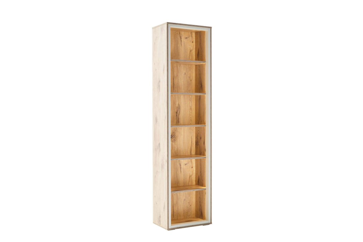 Santerno Vitrine LED Weiss/Viking Oak 50 cm x 197 cm Prime Möbel