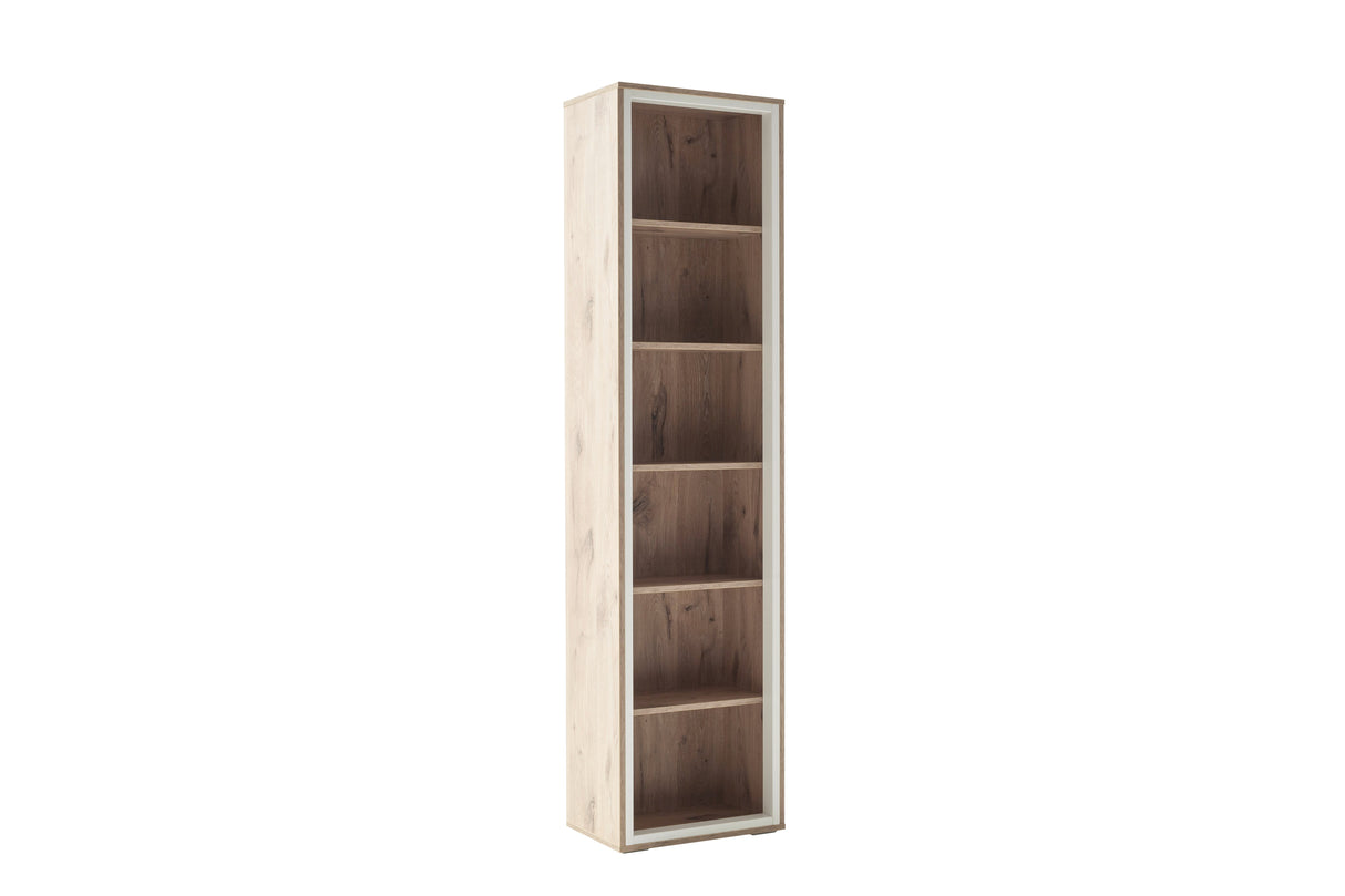 Santerno Vitrine LED Weiss/Viking Oak 50 cm x 197 cm Prime Möbel