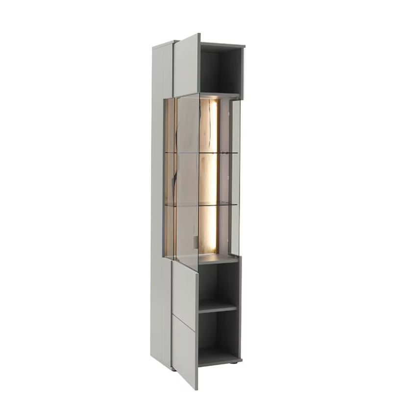 Sevilla Vitrine LED 50 x 207 x 38 cm arktisgrau Prime Möbel