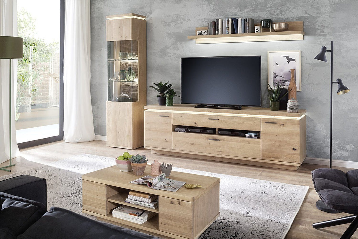BARCELONA TV-Element Eiche Massiv 210 x 68 x 50 cm Prime Möbel