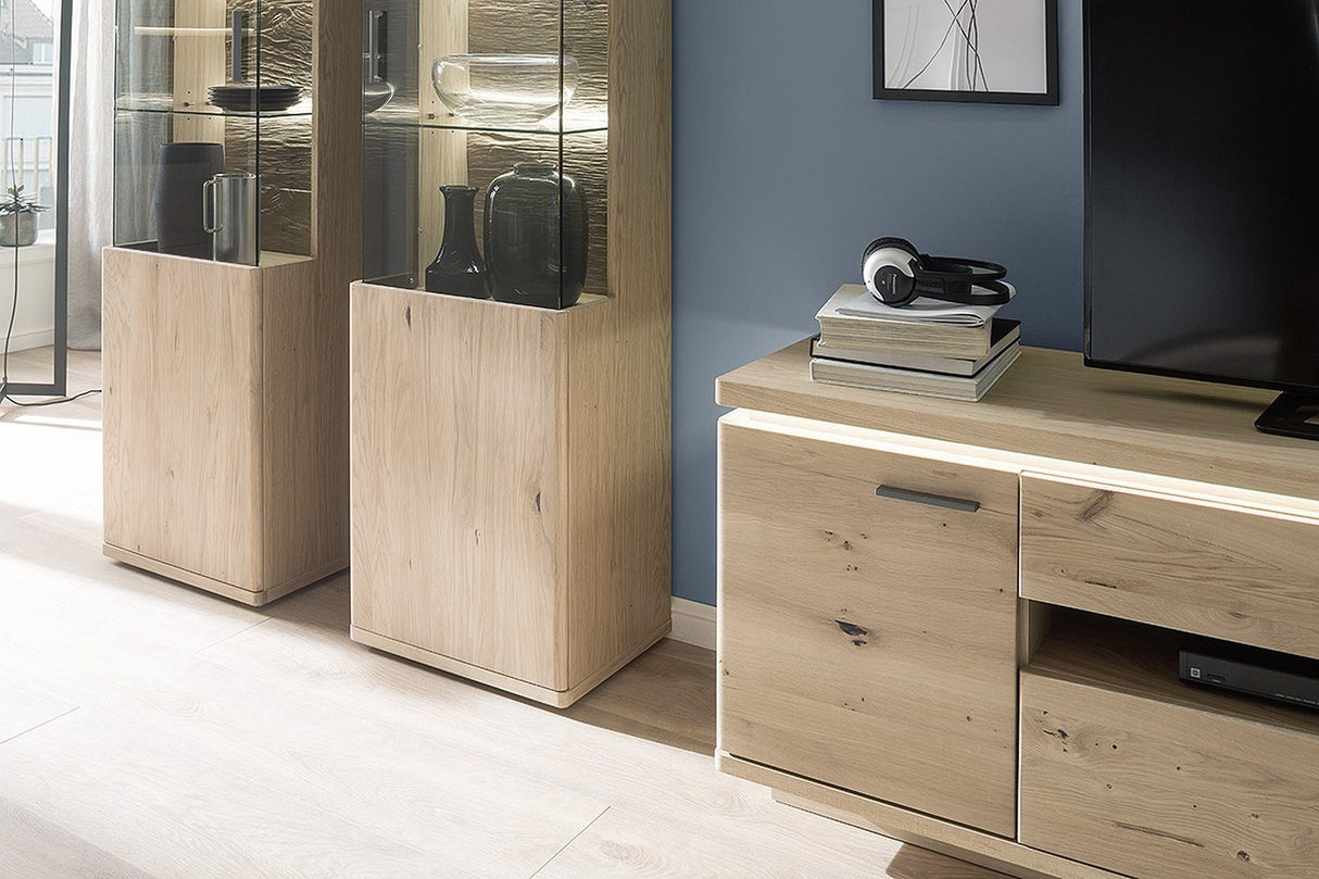 BARCELONA Vitrine L Eiche Massiv 50 x 204 x 37 cm Prime Möbel