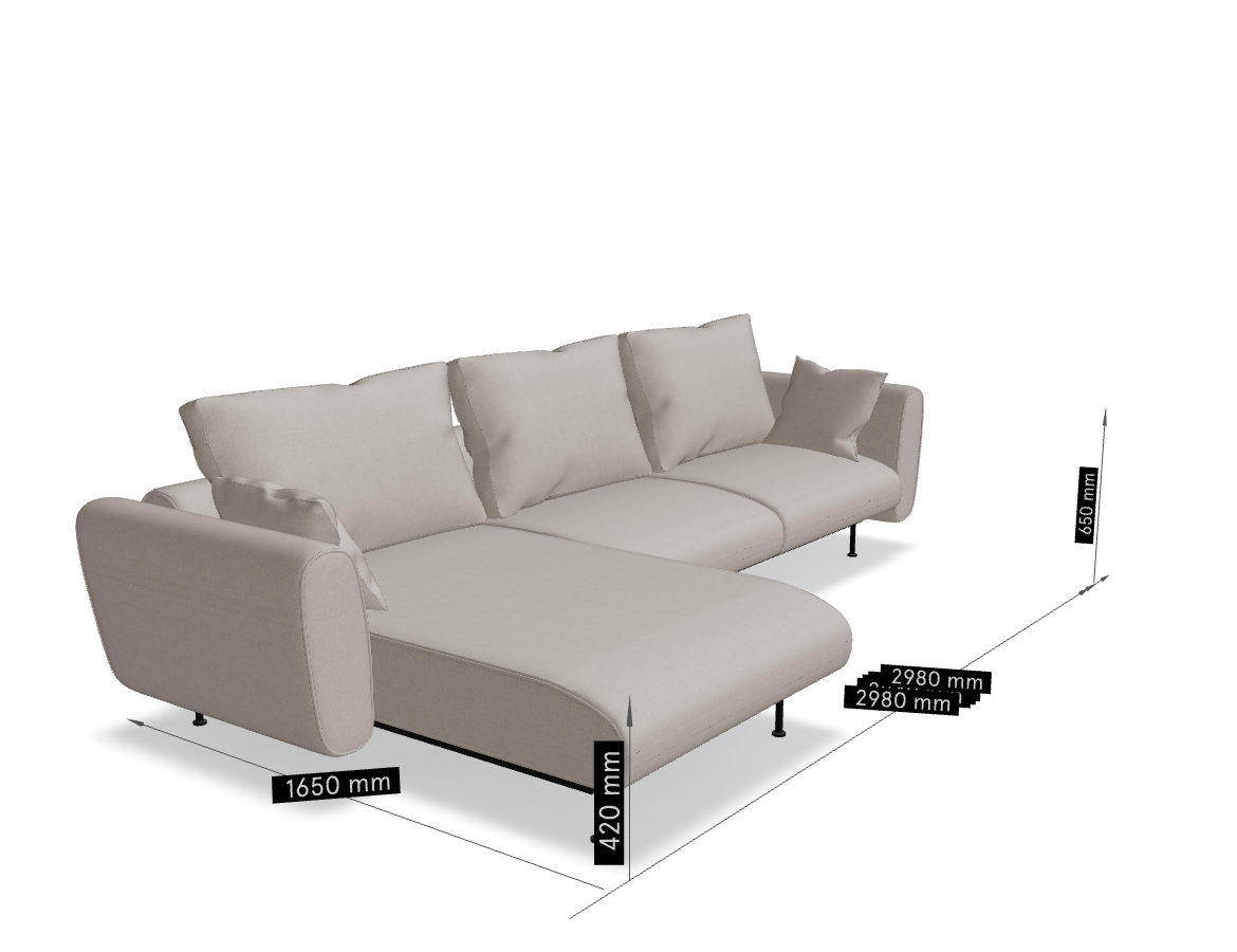 Loris Ecksofa R 290x165cm - Prime Möbel