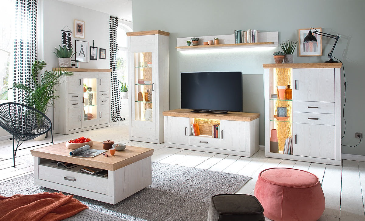 Madrid Landhaus Wohnwandkombi 181 x 24 x 22 cm Prime Möbel