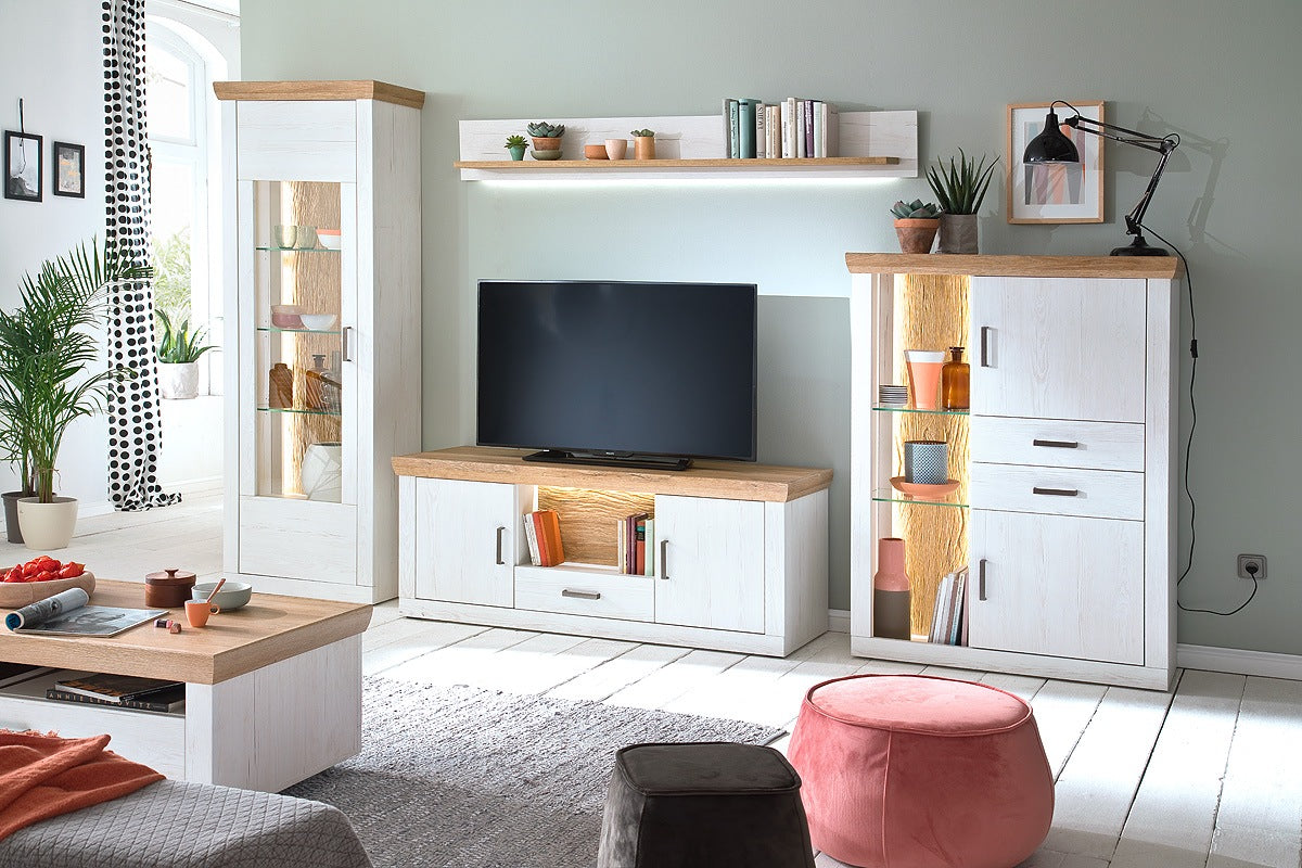 Madrid Landhaus Wohnwandkombi 181 x 24 x 22 cm Prime Möbel