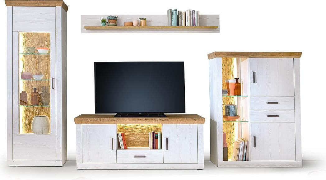 Madrid Landhaus Wohnwandkombi 181 x 24 x 22 cm Prime Möbel